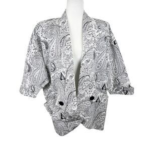 Diamonds Run by Wayne Diamond Blazer Women Extra Large White Black Paisley